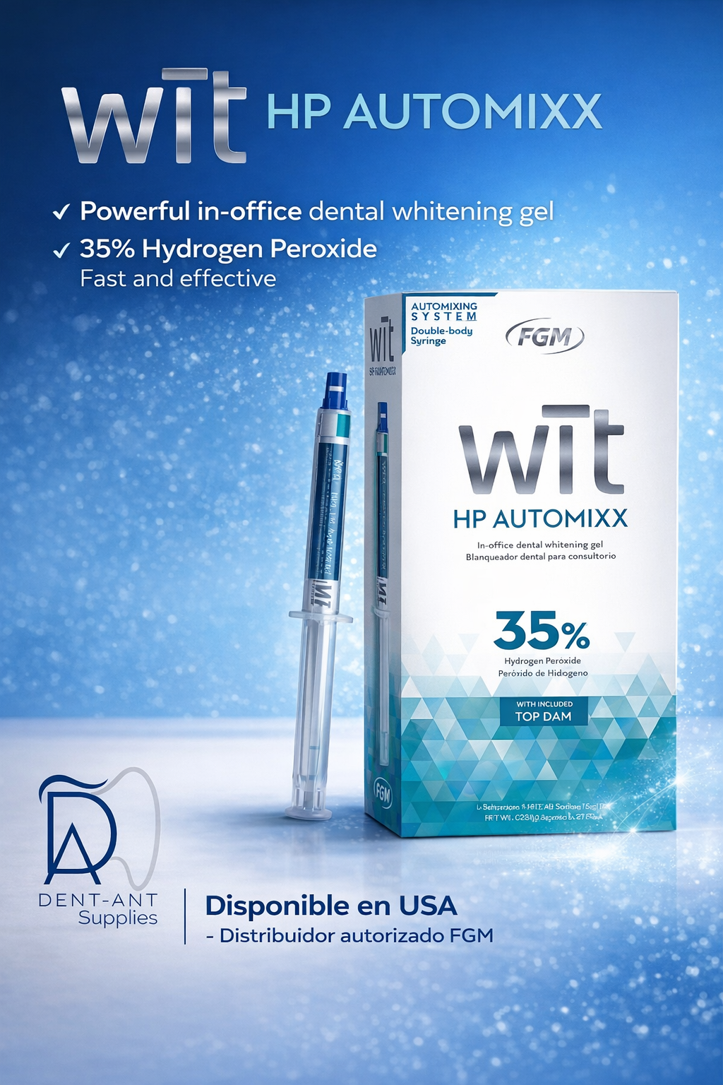 Wit HP AutoMixx 35% Hydrogen Peroxide In-Office Automix Whitening Kit: 1 x 5g